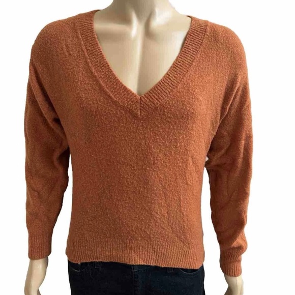 Urban Outfitters V Neck Orange Brown Sweater Women Ladies XS Mint - Picture 1 of 5